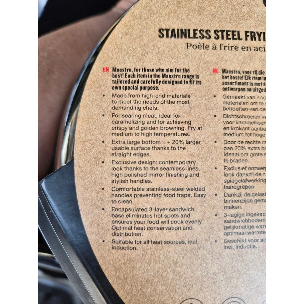 Alva Maestro Stainless Steel Frying Pan 8‎ Inch Induction Compatible NEW
